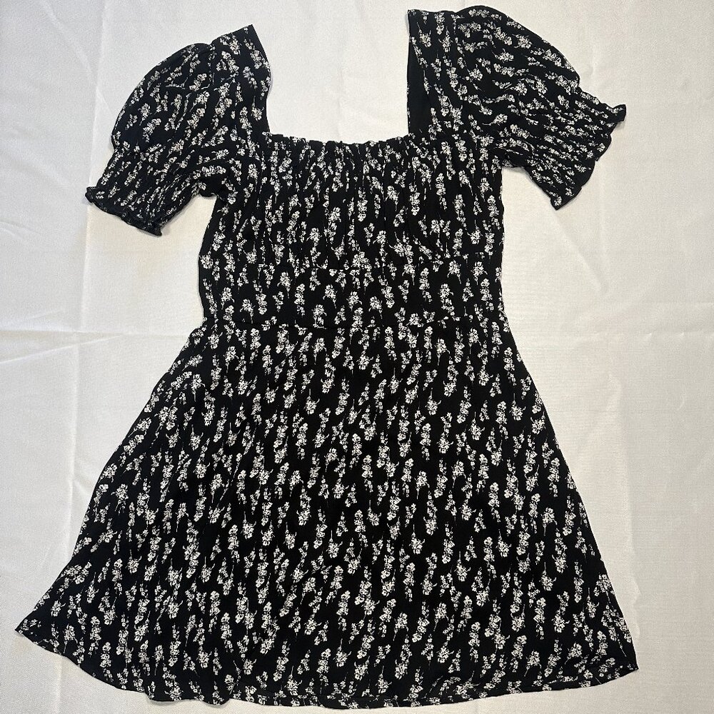 Black and White Patterned Milkmaid Dress